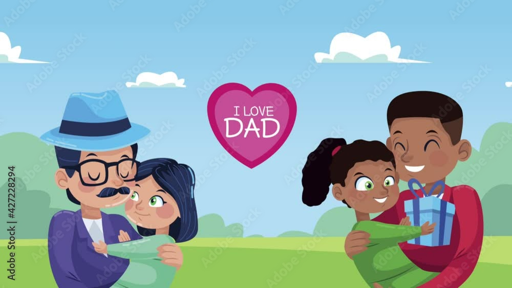 i love dad lettering in heart with interracial dads and daughters i love dad lettering in heart with interracial dads and daughters