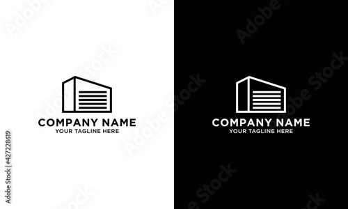 Modern black logo design with gradient, house with car garage.