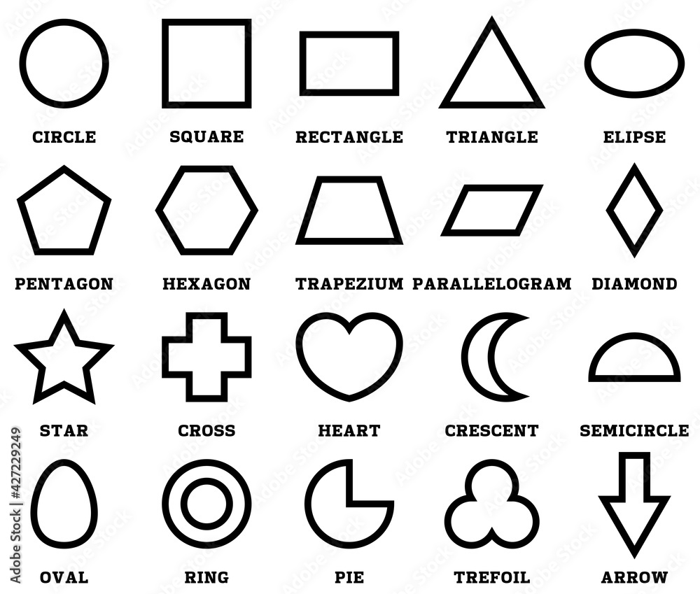 set 2d shapes with their name. outline vector illustration Stock Vector ...