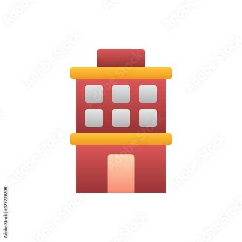 Hotel Building Vector Flat Gradient Style Icon. EPS 10 File Hotel and Services Symbol