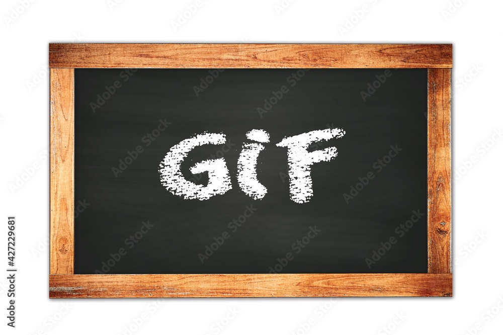 GIF text written on wooden frame school blackboard. GIF text written on wooden frame school blackboard.