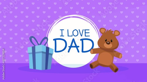 Wallpaper Mural i love dad lettering with bear teddy and gift Torontodigital.ca