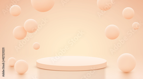 Abstract scene background. Cylinder podium on background. Product presentation, mock up, show cosmetic product, Podium, stage pedestal or platform.
