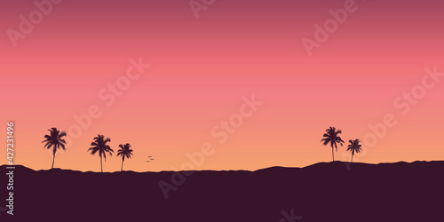 tropical landscape holiday banner with palm trees