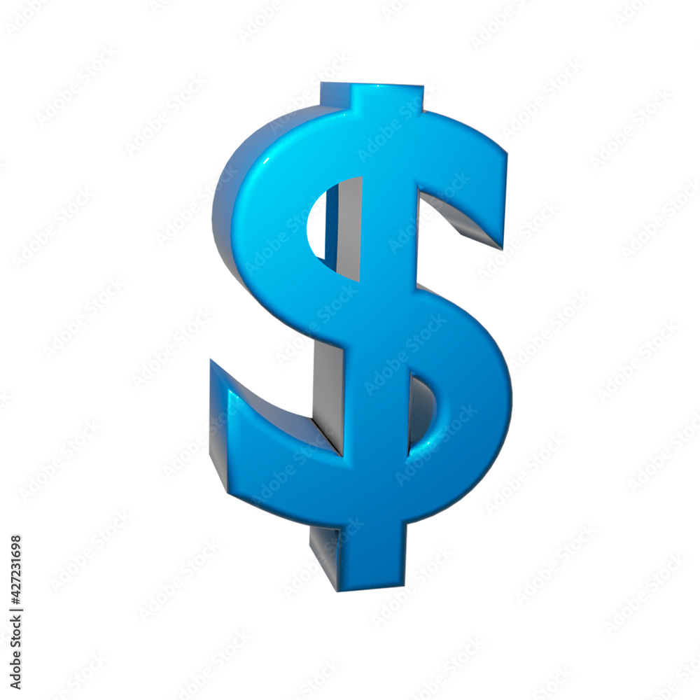3D image of the $ icon in blue 3D image of the $ icon in blue