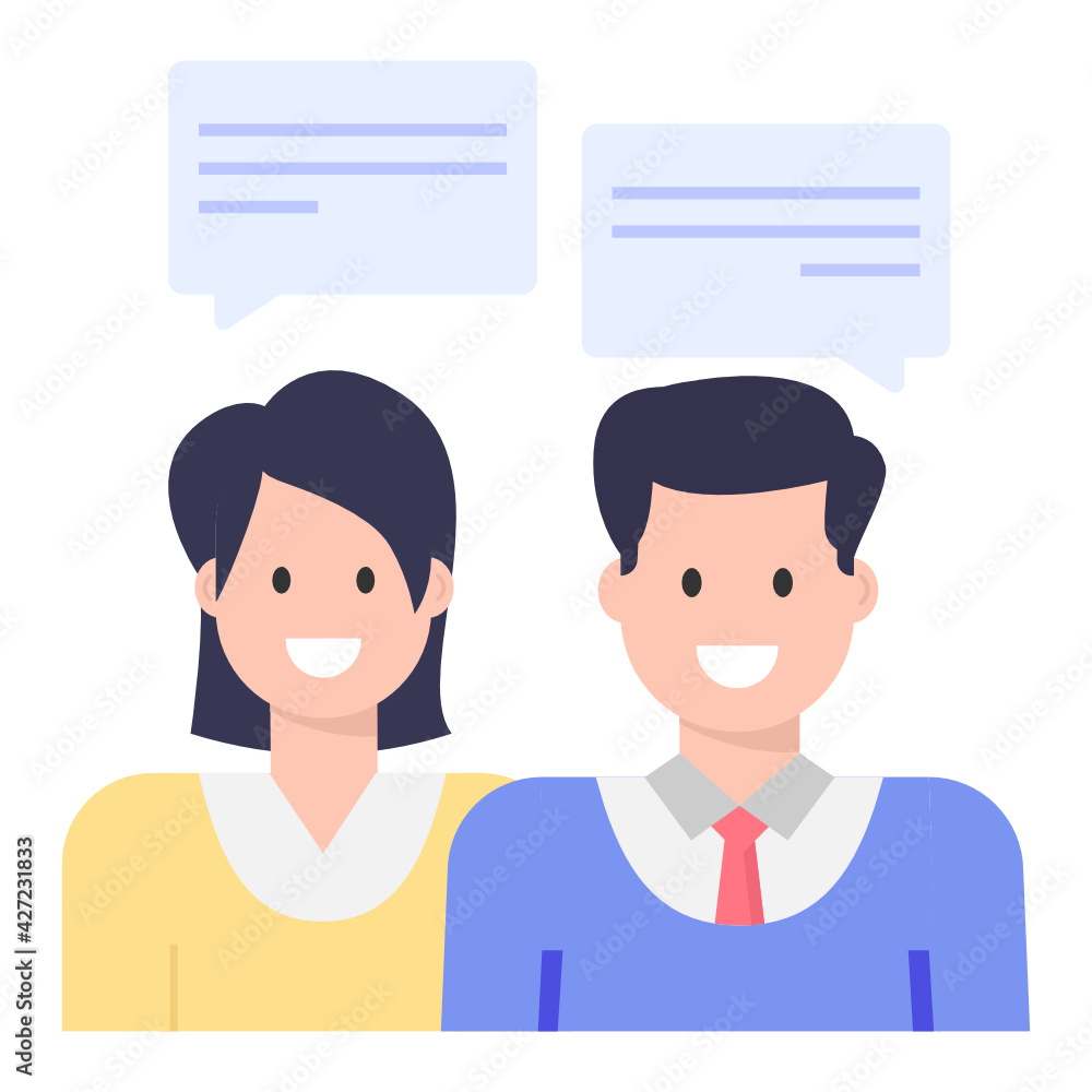 
A concept icon of virtual teacher with characters of student and teacher

