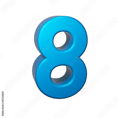 3D image numeral 8 in blue color