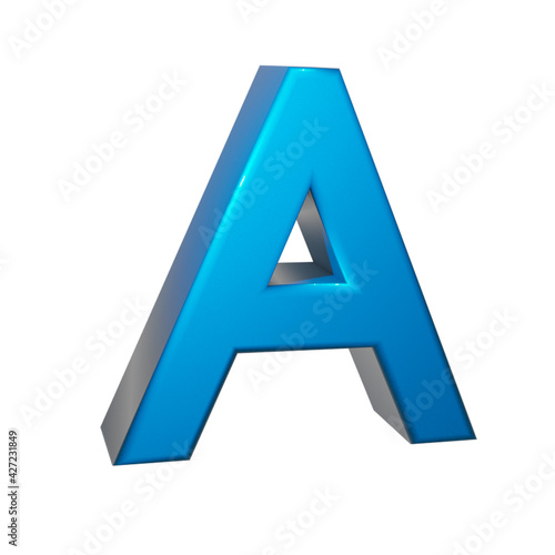 3d image letter A in blue color
