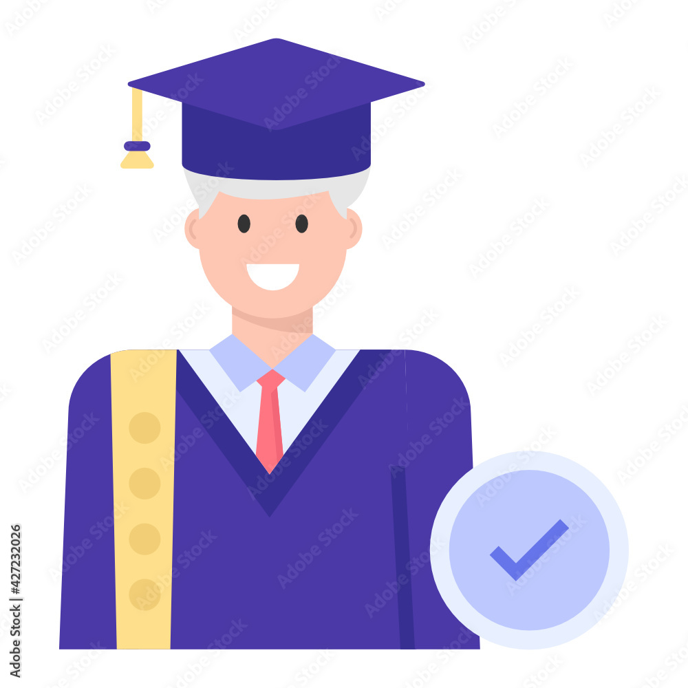 A degree holder scholar avatar, flat concept icon
A degree holder scholar avatar, flat concept icon