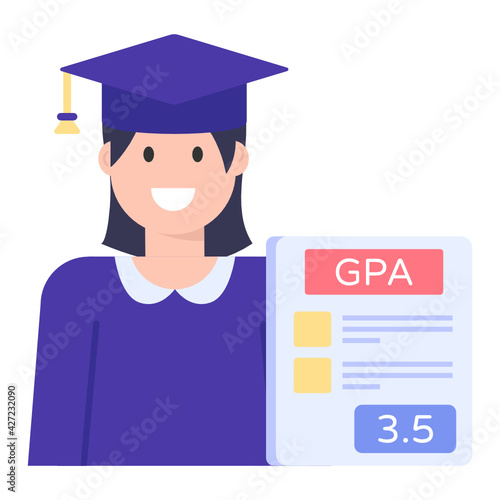
A degree holder scholar avatar, flat concept icon

