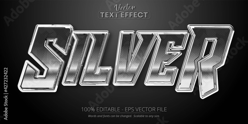 Silver text, shiny silver color style editable text effect