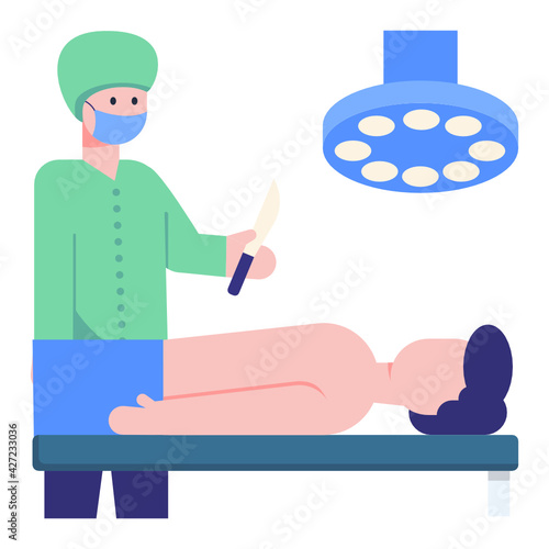 
An operation theater for a surgery, flat icon

