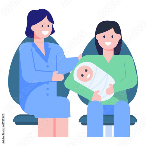 
A cute newborn baby flat concept icon 

