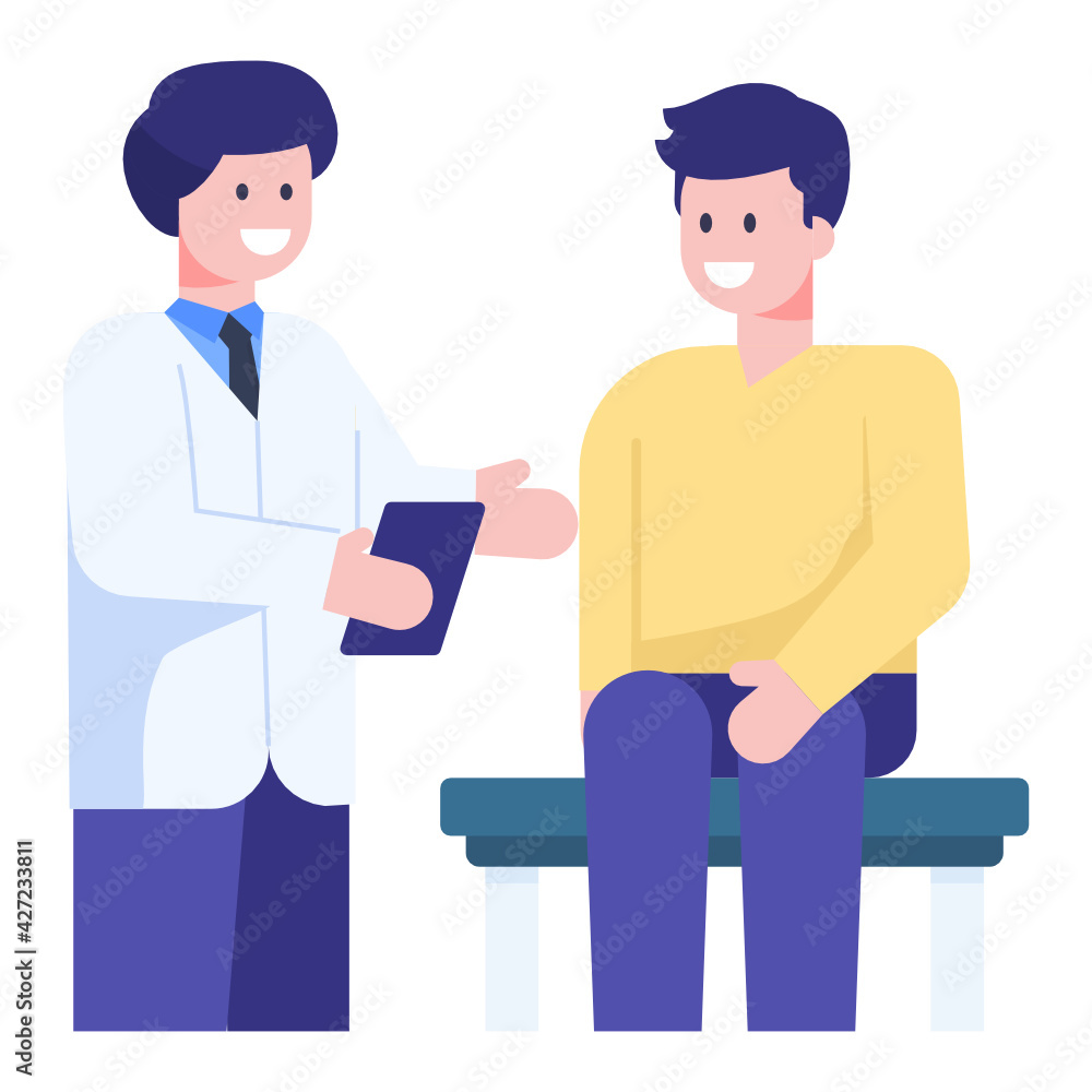 Doctor with assistant having discussion, flat concept icon
Doctor with assistant having discussion, flat concept icon
