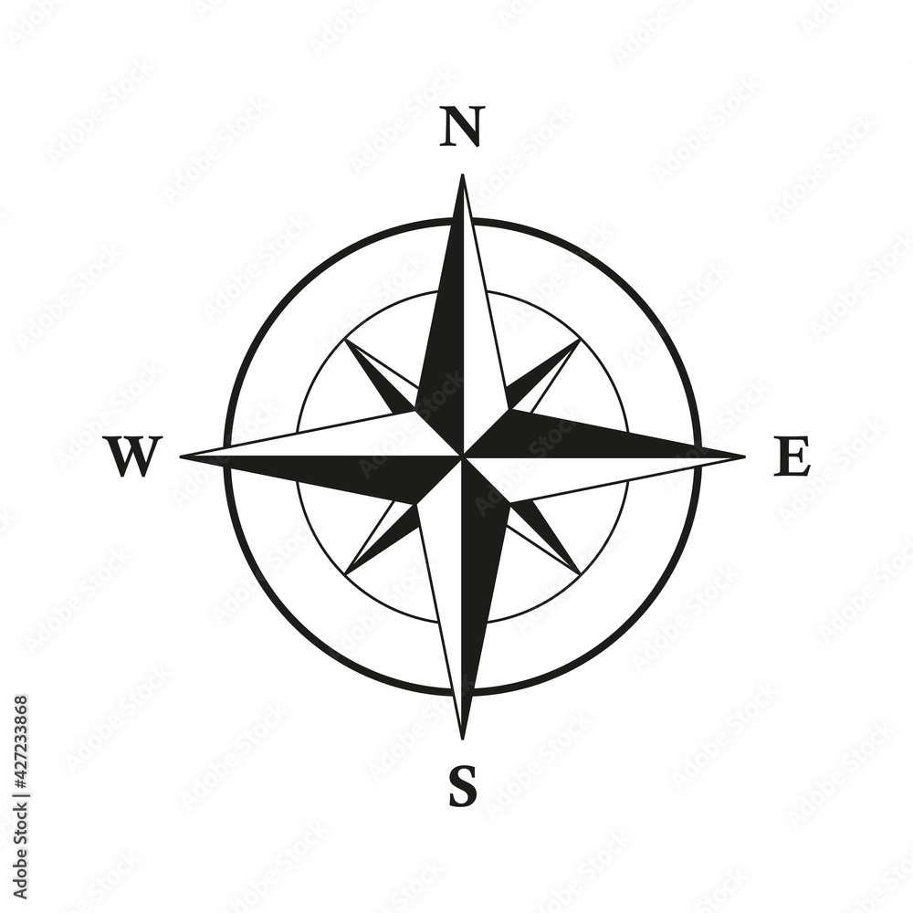 basic compass wind rose isolated on white background basic compass wind rose isolated on white background
