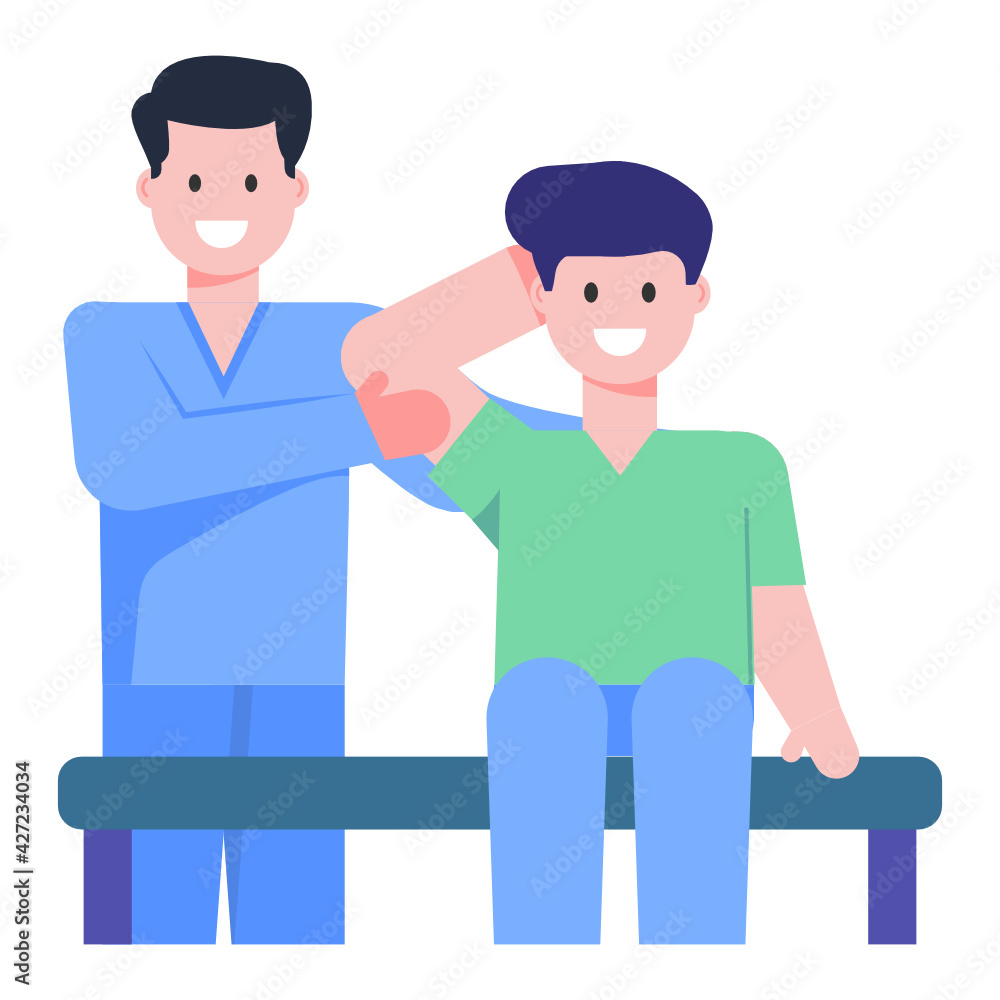 
Doctor with assistant having discussion, flat concept icon 

