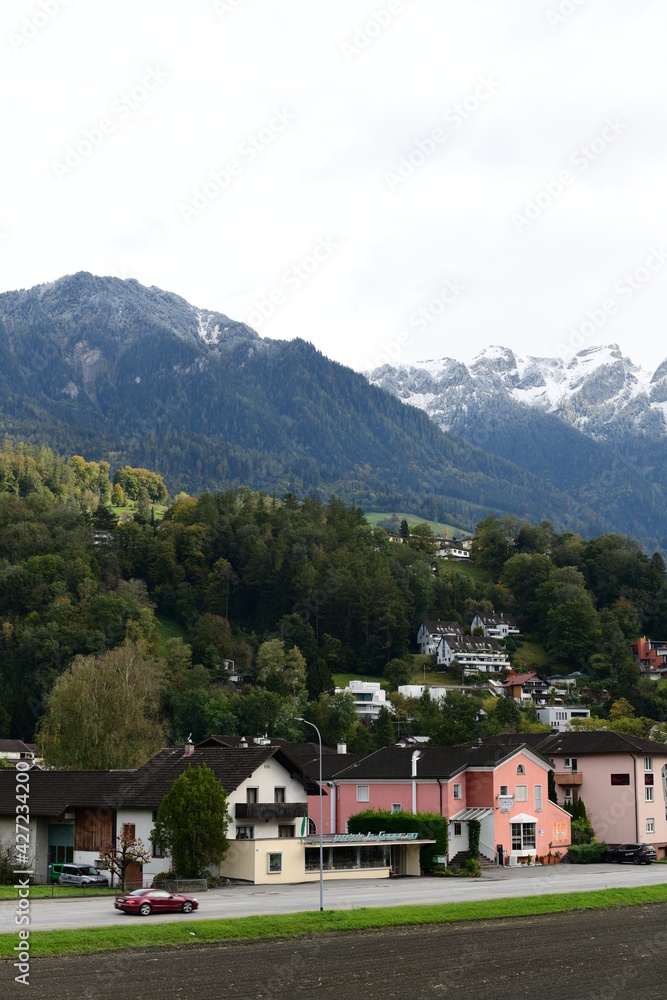 village in the mountains in Liechtenstein, Europe