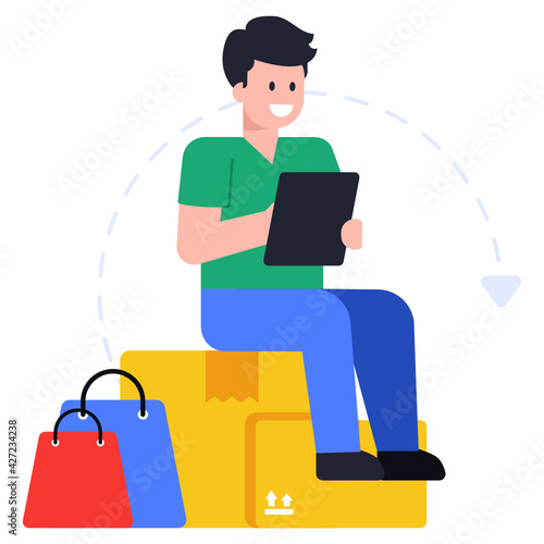 
Download online buy concept icon in flat design 

