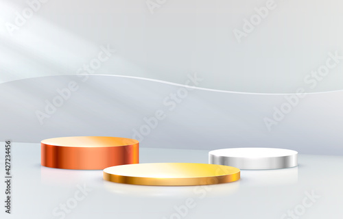 White winners podium for business concepts, Podium set object. Vector