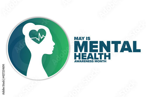 May is Mental Health Awareness Month. Holiday concept. Template for background, banner, card, poster with text inscription. Vector EPS10 illustration.
