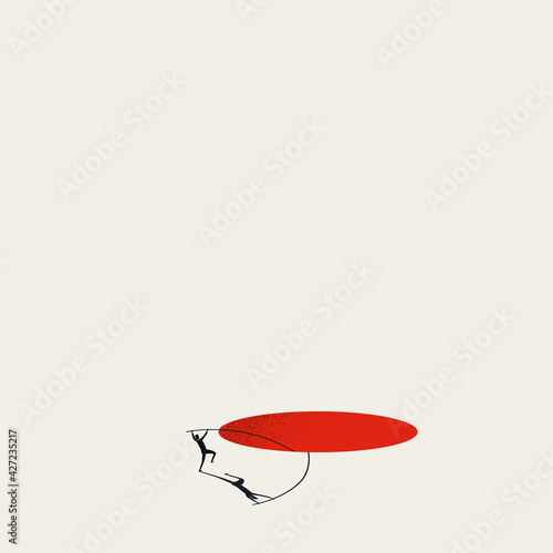 Business overcome obstacle vector concept. Man jumps over hole. Symbol of challenge, solution. Minimal illustration.