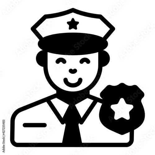 
Policeman icon is designed in editable solid style 

