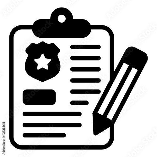 
Police report in an editable solid style vector design 

