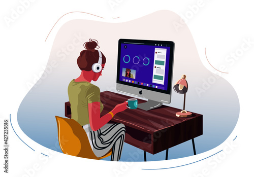 online team meeting at home