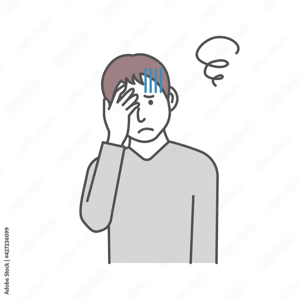Vector illustration of a young man squeezing head ( oh my god, headache ) Vector illustration of a young man squeezing head ( oh my god, headache )