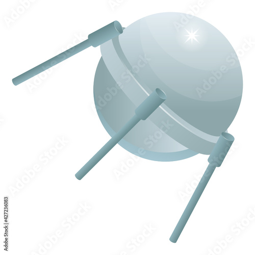 
Unidentified object in the space, sputnik icon in flat design 

