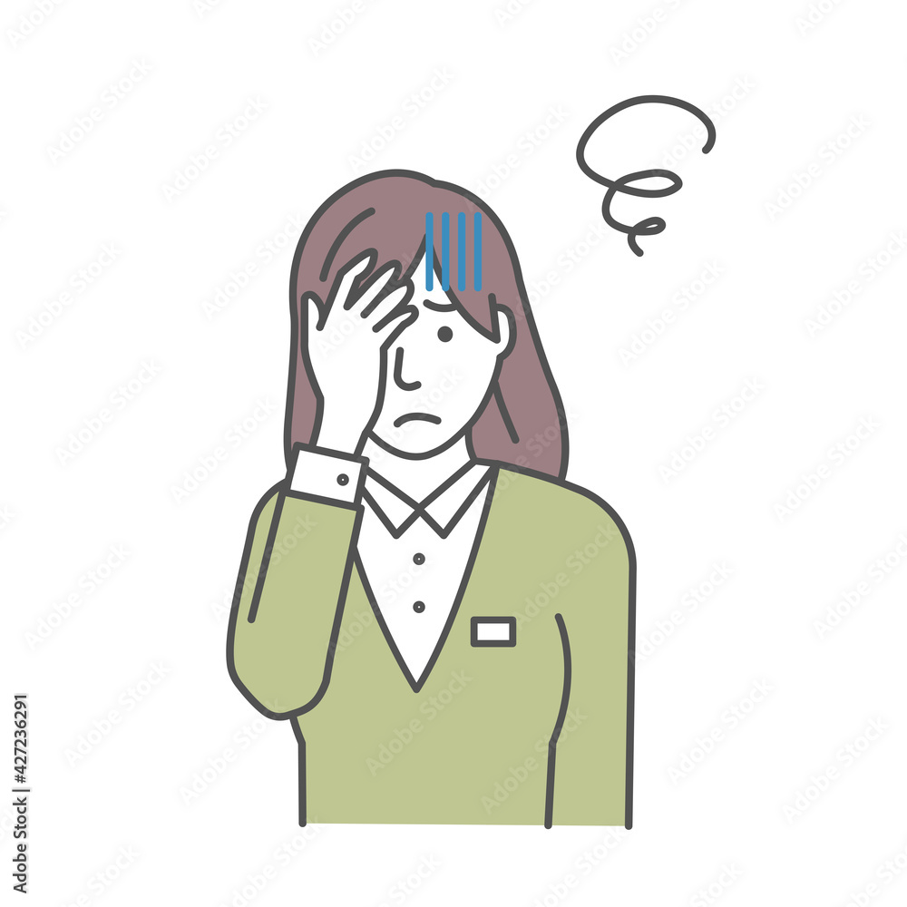 Vector illustration of a young businesswoman squeezing head ( oh my god, headache ) Vector illustration of a young businesswoman squeezing head ( oh my god, headache )
