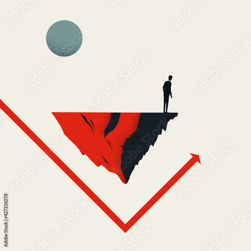 Business rebound and economy recovery vector concept. Symbol of success, growth, rise. Minimal illustration.