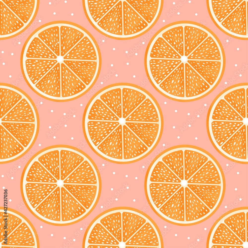 Fresh citrus seamless pattern . Flying slices of orange, grapefruit and mix on light background. Summer ornament for prints, textile, wallpaper, web etc Fresh citrus seamless pattern . Flying slices of orange, grapefruit and mix on light background. Summer ornament for prints, textile, wallpaper, web etc