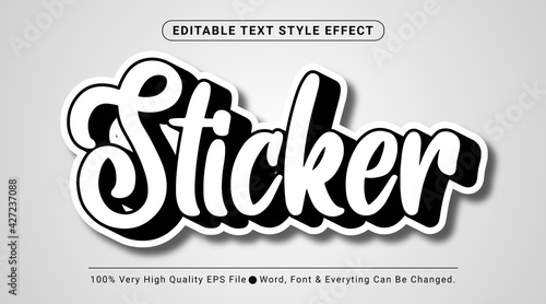 Cool black and white sticker text effect, Editable text effect photo