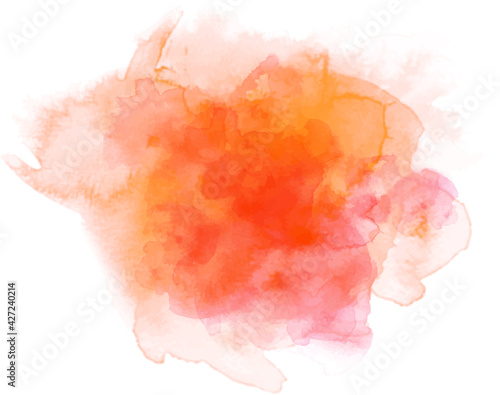 Orange water color graphic brush strokes patches effect background.