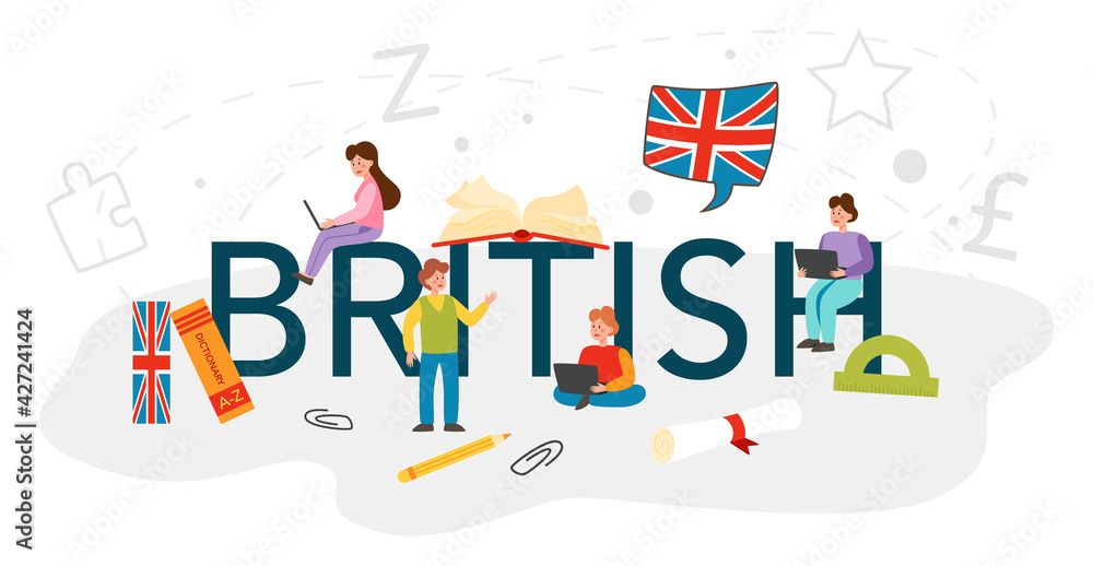 British typographic header. Study foreign languages in school or university. British typographic header. Study foreign languages in school or university.