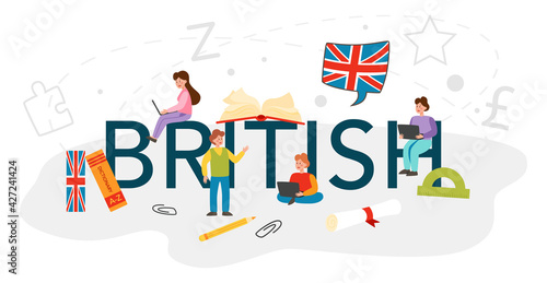 British typographic header. Study foreign languages in school or university.