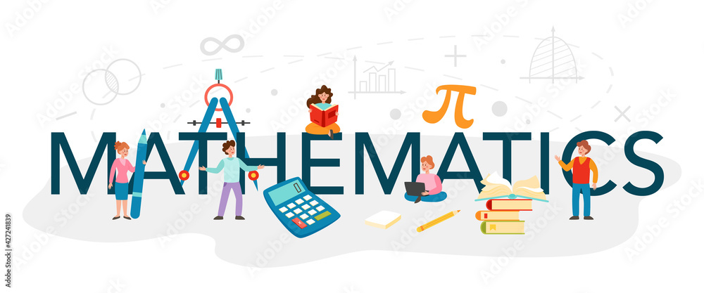 Mathematics typographic header. Learning mathematics, geometry and ...
