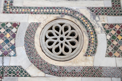 beautiful Cosmatesque mosaic that extends over the entire surface of the Basilica of San Lorenzo outside the walls (RM) Italy.