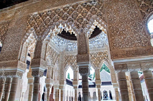 Ceiling in Alhambra Palace in Granada. Nasrid Palace, islamic art.