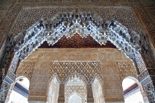 Fototapeta Naklejka Na Ścianę i Meble -  Ceiling in Alhambra Palace in Granada. Nasrid Palace, islamic art.