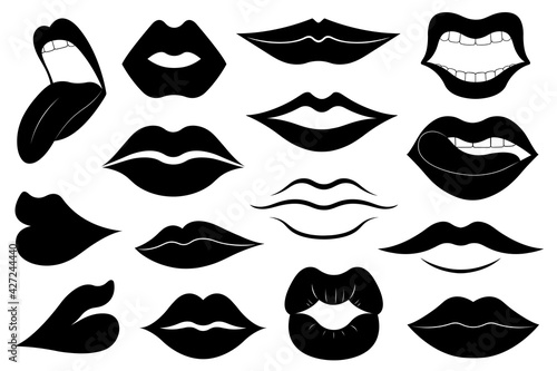 Set of different women s lips isolated on white