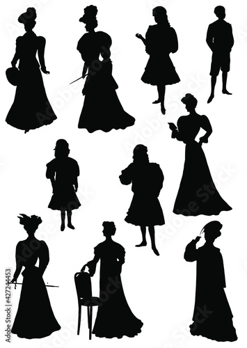 A collection of silhouettes girls models.