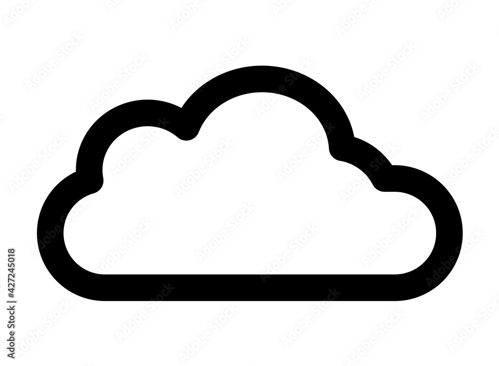 Cloud outline icon. Weather line symbol. Vector illustration isolated on white background. Cloud outline icon. Weather line symbol. Vector illustration isolated on white background.