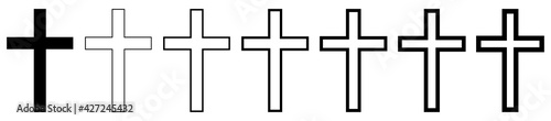 Christian cross icon set. Crucifix vector illustration isolated on white background. photo