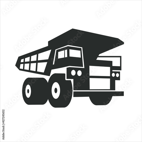 illustration of mining truck, mining truck icon.