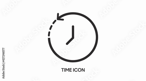 Vector Iolated Illustration of a Clock. Black and White Time Icon