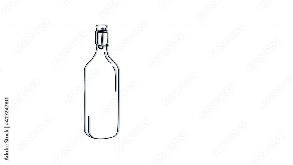 Self drawing animation of reusable glass water bottle Copy space. Self drawing animation of reusable glass water bottle Copy space.