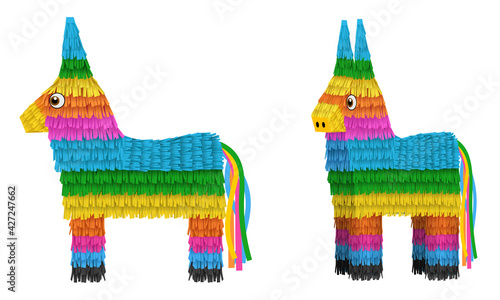 cinco de mayo elements isolated pinata donkeys illustration front and side view
