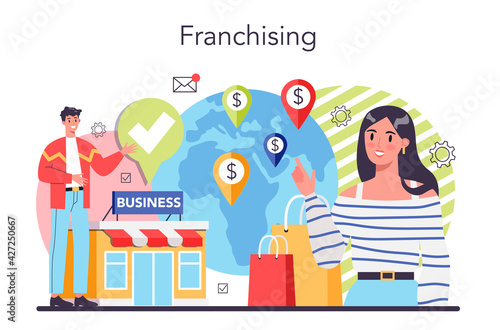 Franchise concept. Idea of business growth and expand. Marketing strategy